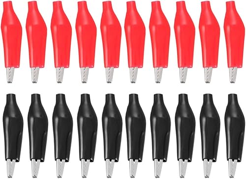 uxcell Pinzas de cocodrilo, pinzas de cocodrilo, pinzas de prueba eléctricas con cubierta protectora de aislamiento, 20 piezas