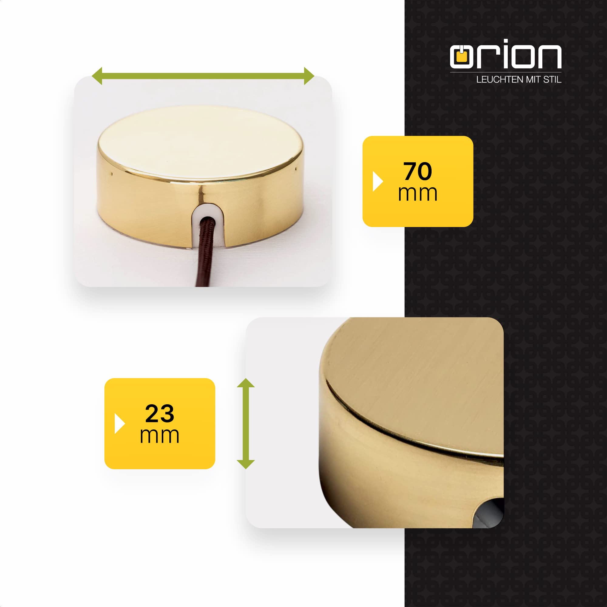 ORION LIGHTSTYLE Junction box canopy, ceiling box, rosette, junction box, shiny cover brass gold - Image 4