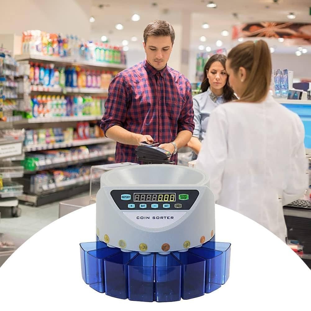 TYH Mini Dispositivo di Conteggio Automatico Digitale, Display a LED per Macchina Automatica Elettrica Professionale, Selezionatore di Contamonete per Conteggio in Batch di 300-500 Monete/min