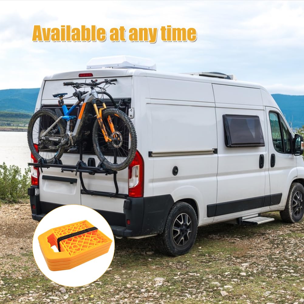 4 Stück Wohnwagen Stützplatten, Unterlegplatten Wohnwagen 23x17x2cm, HDPE Stützplatten mit Griff, Gelb Stützfußplatte Jack Pads, Stabilisator Unterlegplatten für Wagenheber Wohnmobil und Anhänger