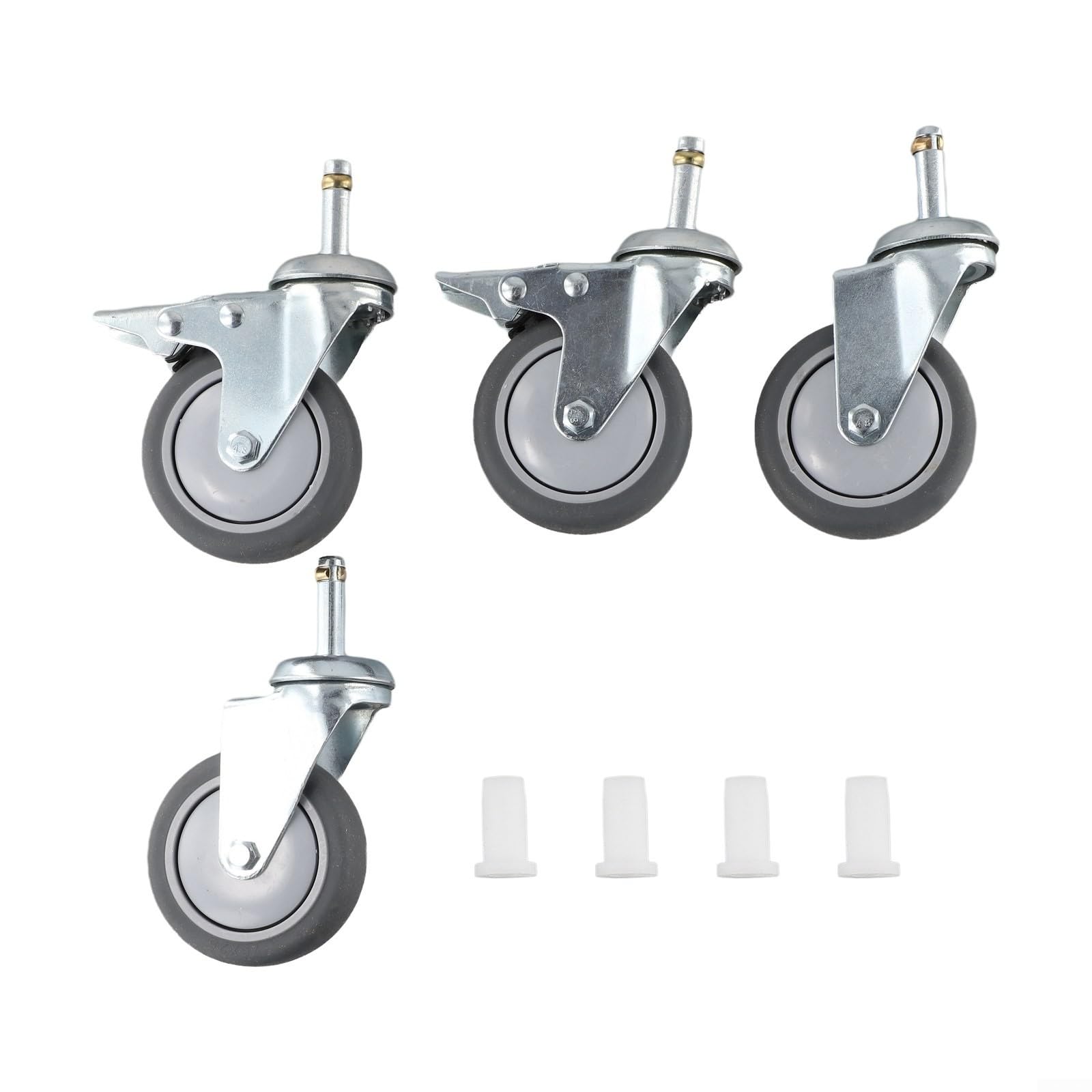 Lot de 4 roulettes robustes en caoutchouc massif de 125 mm avec frein - Pour roulettes pivotantes robustes pour l'industrie et les entrepôts - Design antidérapant - Pour chariots et appareils - Kit de