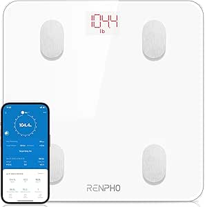 RENPHO Personenwaage Digital Testsieger 2023, Bluetooth Körperfettwaage mit Hochpräzisions-Sensoren, Smart Waage mit Körperfett und Muskelmasse 180 kg/400 lbs