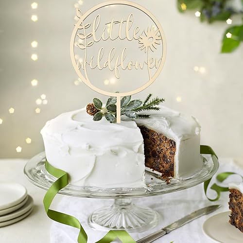 Decoración para tartas de flores silvestres pequeñas, decoración de pastel de cumpleaños, decoración de pastel de madera, madera rústica, decoración