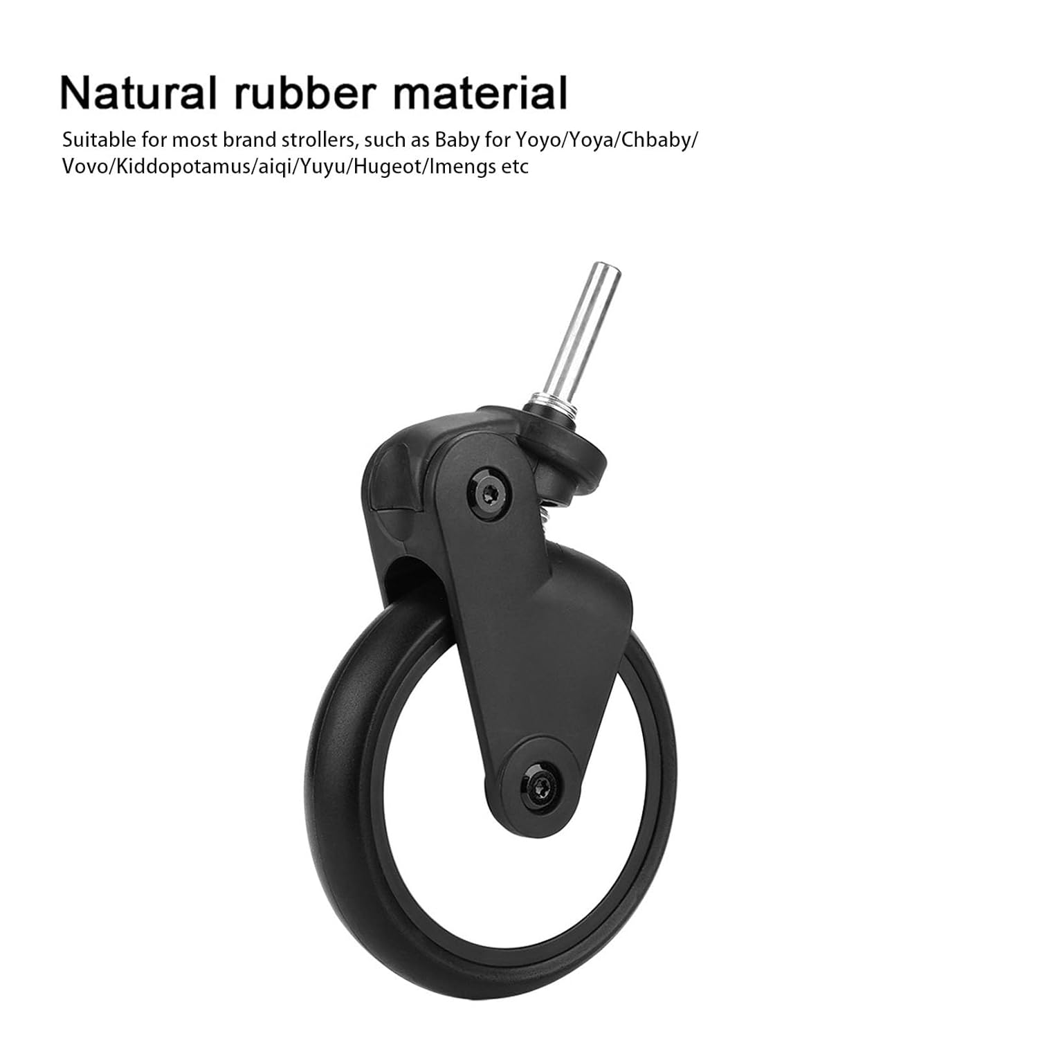 Baby Stroller Wheels 5.1in Baby Strollers Rubber Swivel Wheels Replacement Accessories for YoyaVovo Wheel Kids Carriage with Tools (A Pair of Front Wheels)