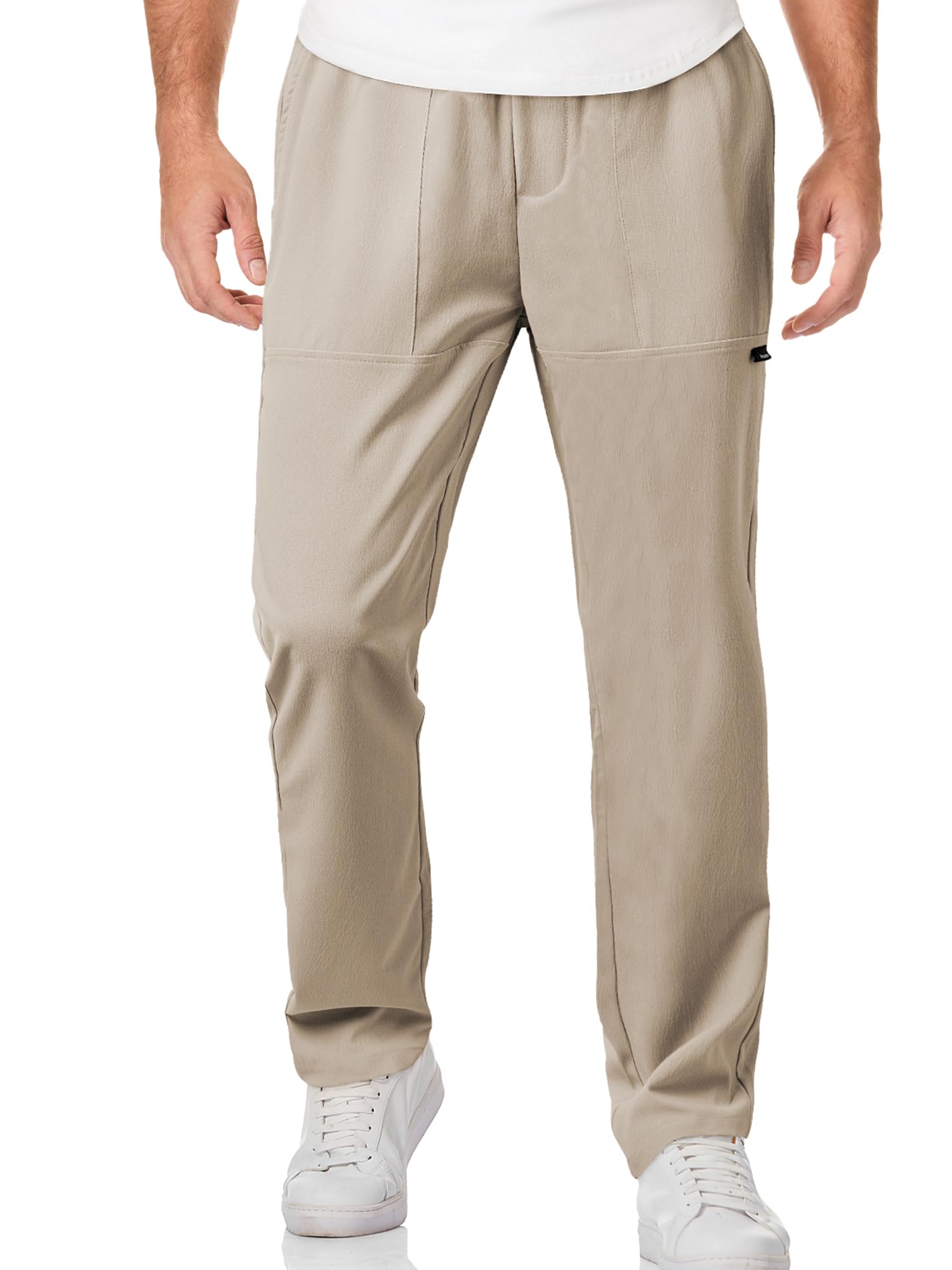 JMIERR Mens Casual Lightweight Pants Stretch Elastic Waist Drawstring Jogging Sweatpants Pants