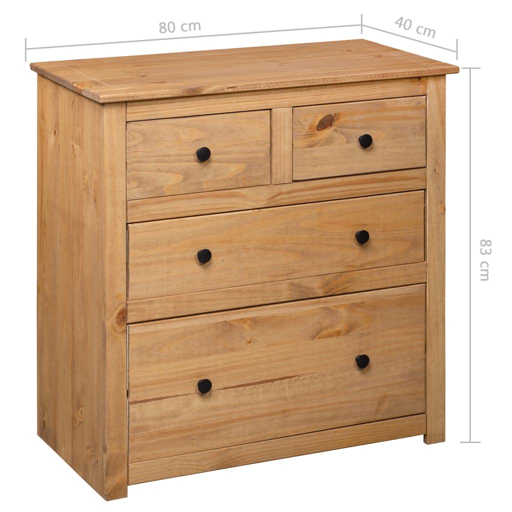 Aparador de madera maciza, 80 x 40 x 83 cm, de pino Panamá, natural, para cocina, pasillo, salón, dormitorio, rústico, resistente, ahorra espacio