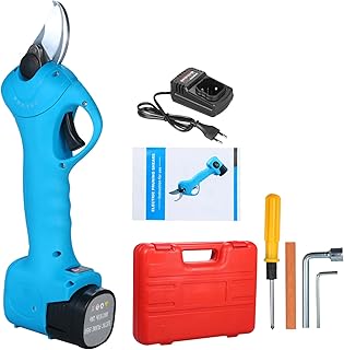 Tesoura de poda elétrica sem fio profissional 16,8 V com estojo de transporte Bateria de lítio 2Ah recarregável e carregador Podador de galhos de árvores Cortador de jardim Diâmetro de corte de 25 mm com kit de manutenção