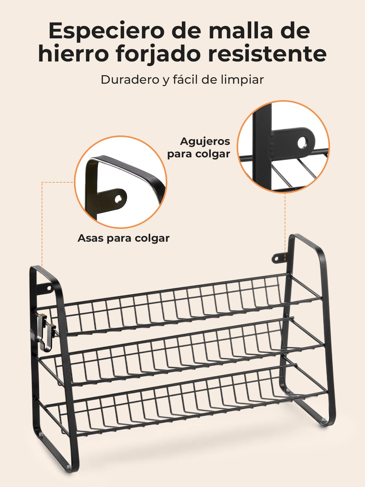 FOHERE 3 Niveles Especieros para Cocina con 24 Vaso Botes para Especias