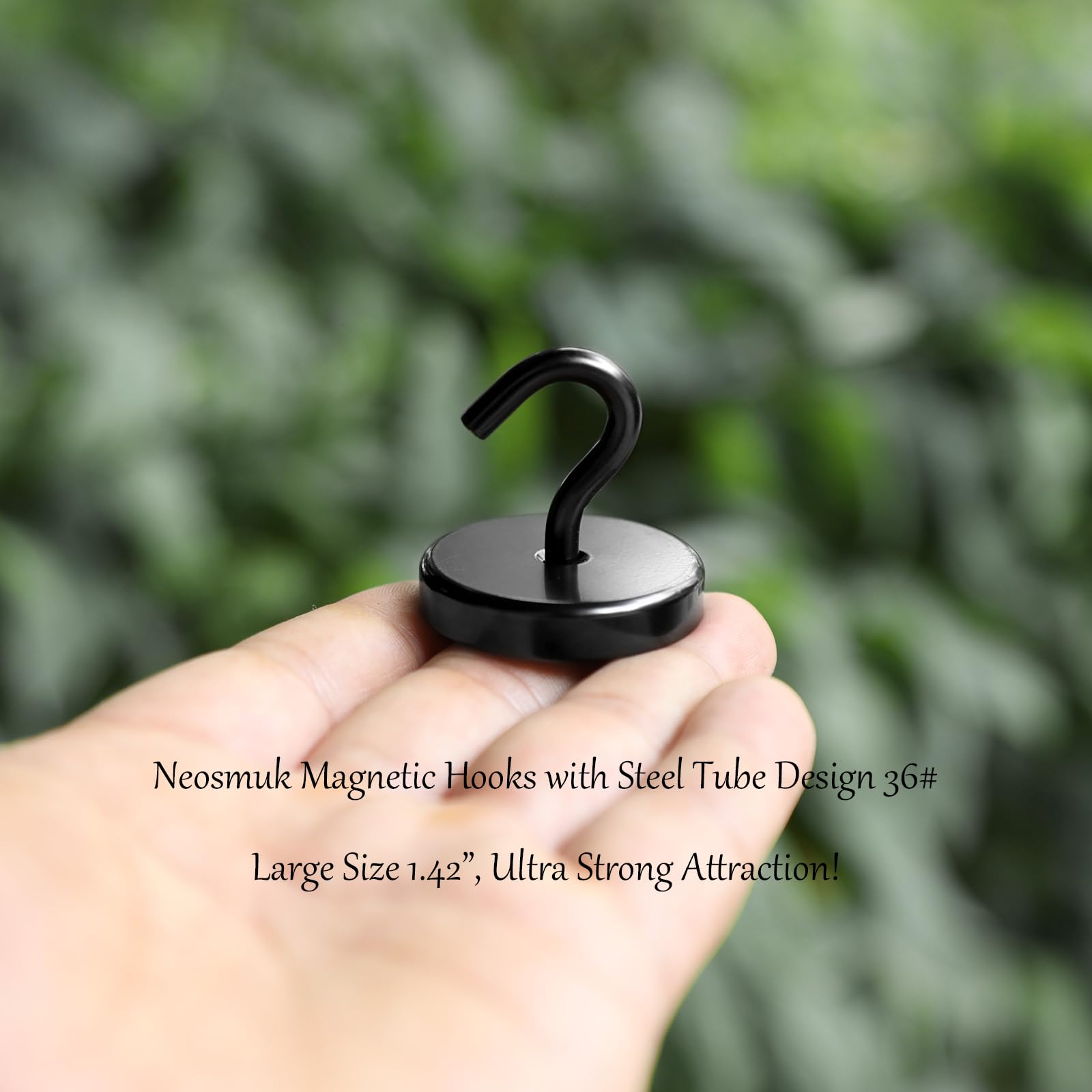 Neosmuk 170lb+ Extra Strong Magnet with Hook for Fridge,Heavy Duty Cruise Hook for Ceiling,Small Magnetic Holder for Van Tool(Black - Image 2