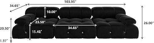 Miniatura 2 de WJShome Sofá modular seccional, sofá convertible de 103.95 pulgadas, sofá minimalista de terciopelo de 3 plazas para sala de estar, moderno y grande