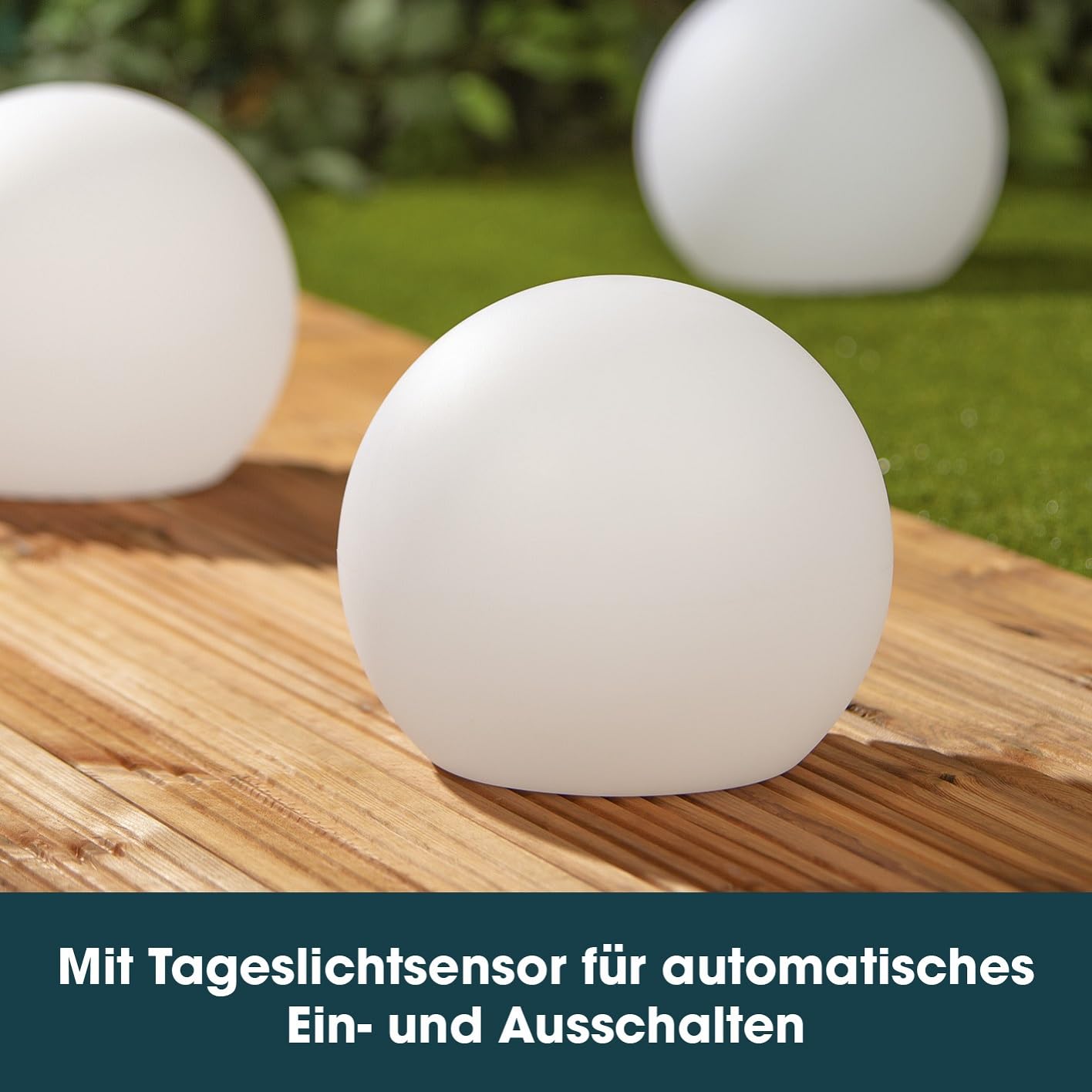 EASYmaxx LED Lampe solaire avec changement de couleur | Lampe de jardin décorative | Effets lumineux avec capteur de lumière du jour In & Outdoor | Résistant aux intempéries IP67, boule 30 cm