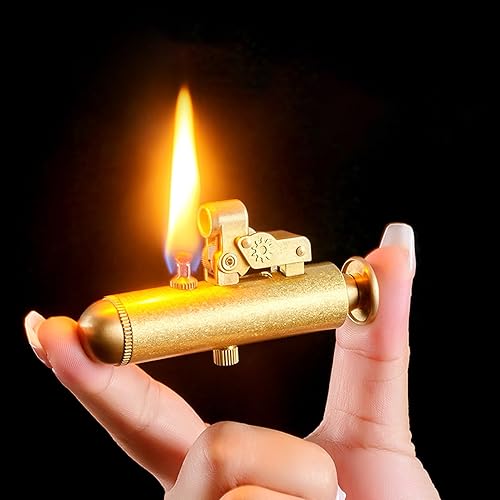 Encendedor vintage de trinchera, encendedores geniales, antiguo recargable a prueba de viento, encendedor de cobre queroseno, encendedor de mesa