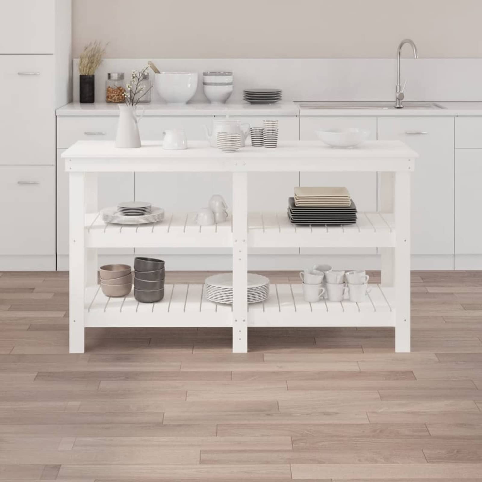 LAPOOH Banco de Trabajo, Mesa De Trabajo Taller, Caballete Mesa, Banco Herramientas, Bancada De Trabalho, Caballete para Mesa, de Madera Maciza de Pino Blanco 142,5x50x80 cm