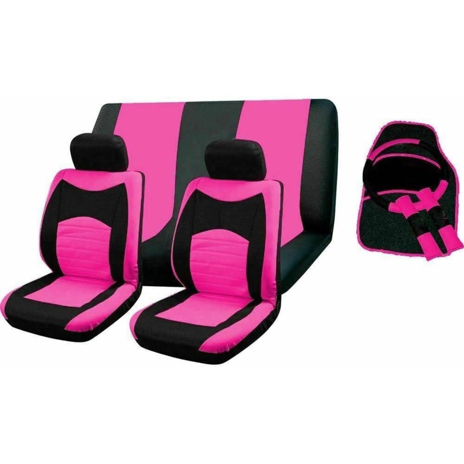 Set coprisedili auto compatibile con Fiat 500 kit interno completo include coprisedili tappetini e coprivolante accessori auto Design Antiscivolo/B/A