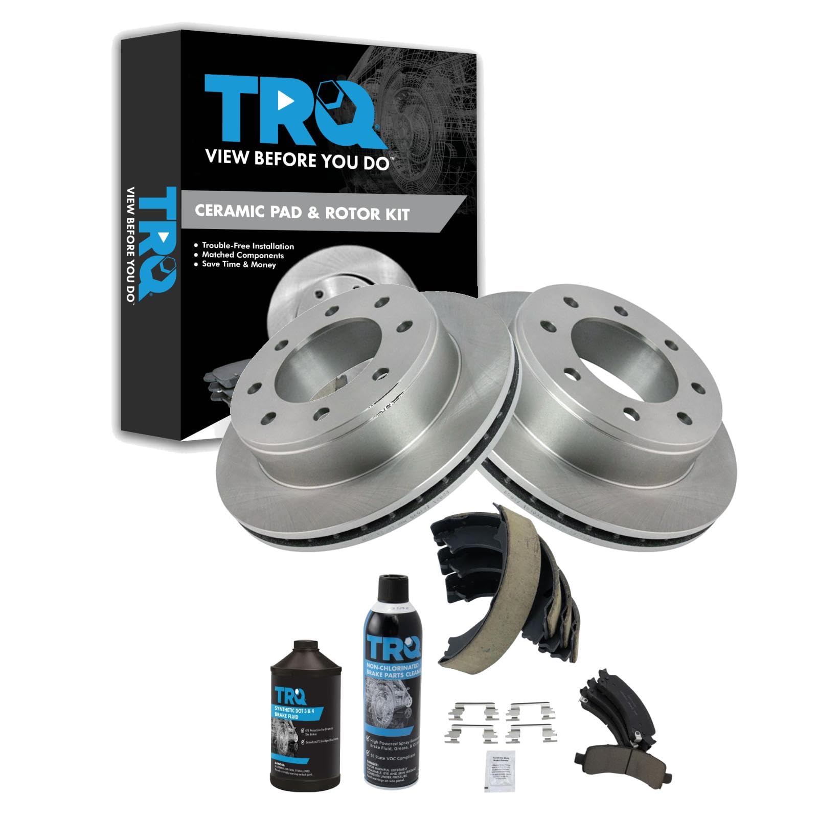 TRQ Rear Brake Pad &amp; Rotor Kit Compatible with 2003-2008 Chevrolet 2003-2008 GMC