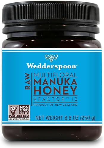 Wedderspoon On The Go Raw Premium Manuka Miel KFactor 16, sin pasteurizar, genuina miel de Nueva Zelanda, multifuncional, súper-alimento sin OMG