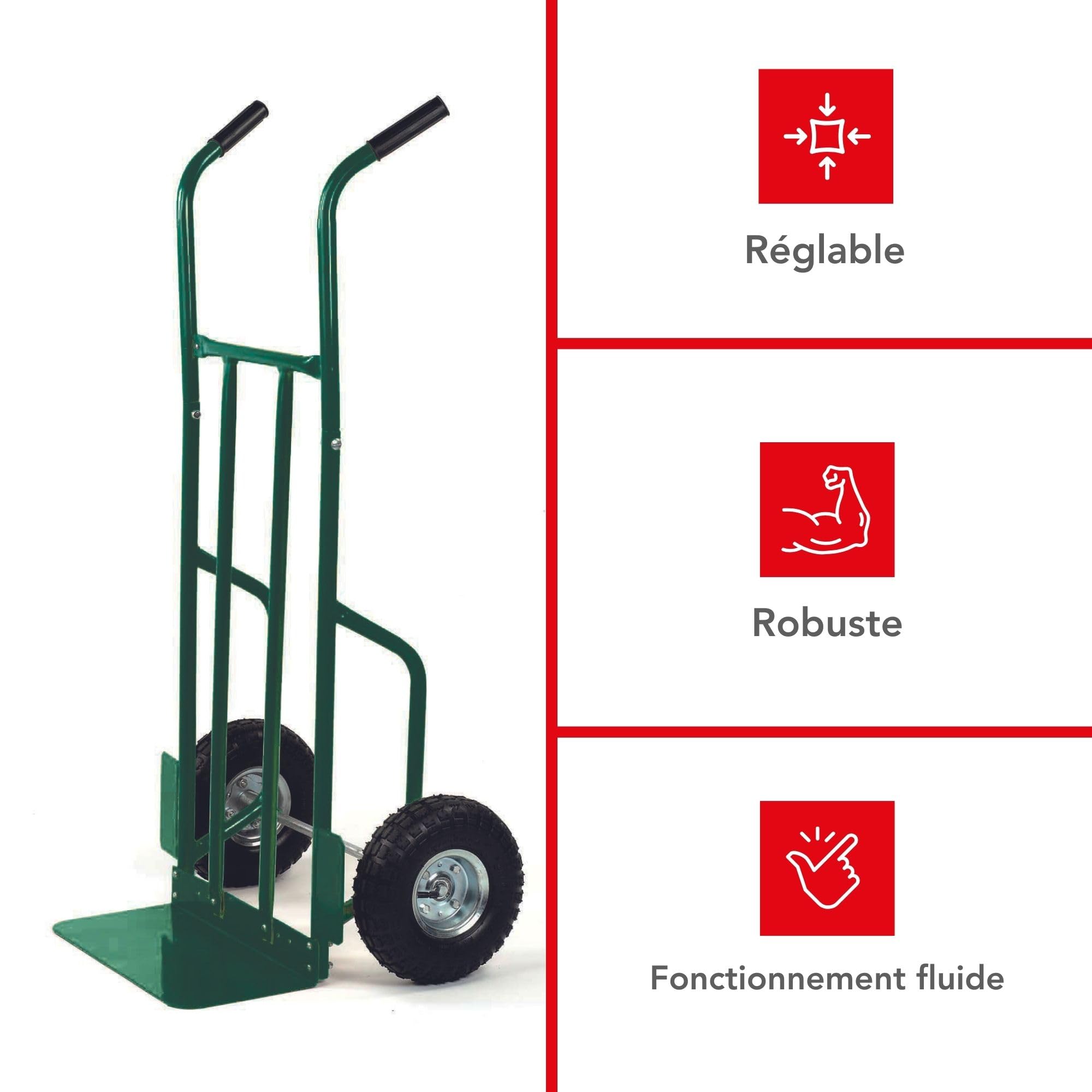 Toolland - Chariot à Buche Charge maxi 250 kg + Roues Gonflées , Vert