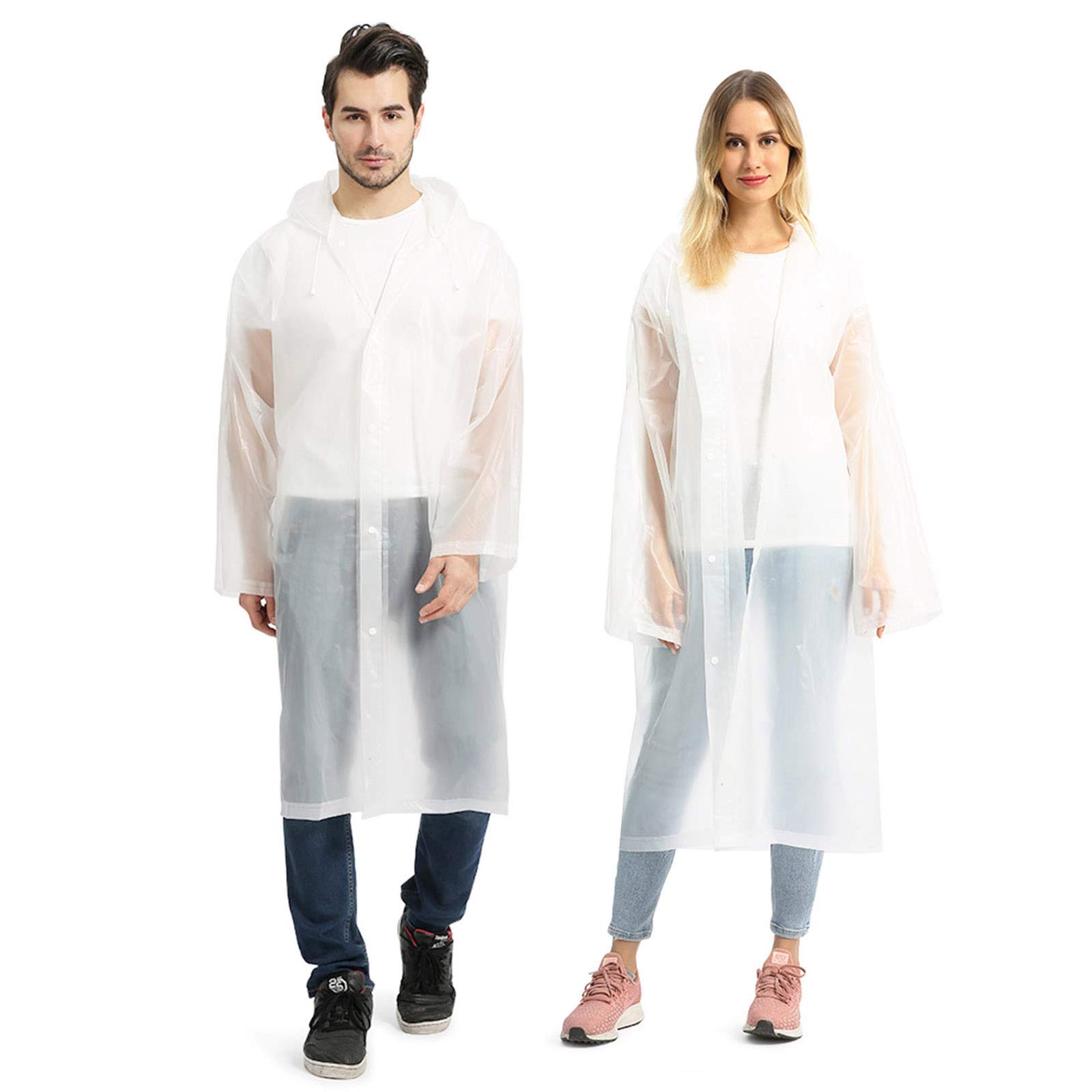 Opret Chubasqueros Impermeable (Paquete de 2), Reutilizable Ponchos Impermeables Chaquetas Capa Lluvia con Mangas y Capucha para Mujer y Hombre