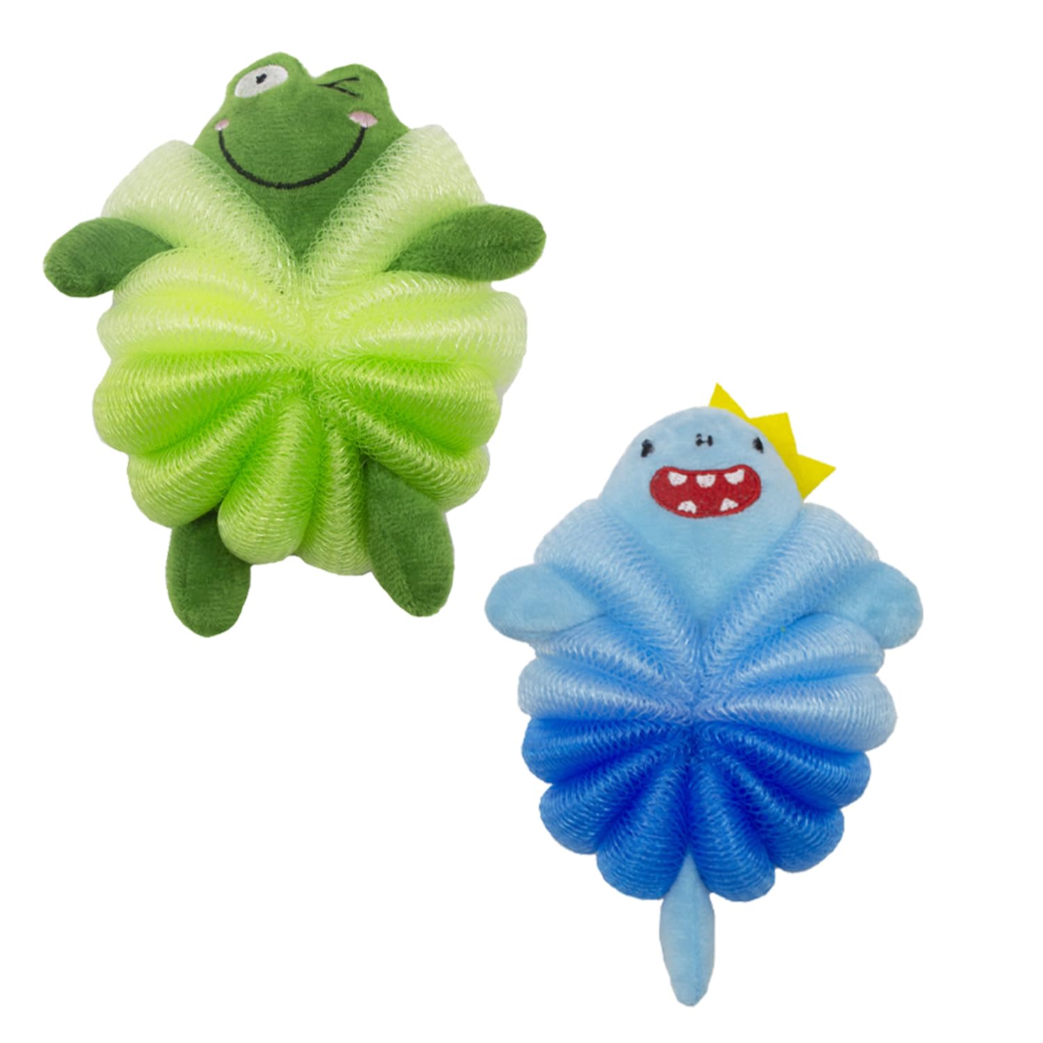 Esponjas de Baño Infantiles con Motivos Animales Tiburón y Rana