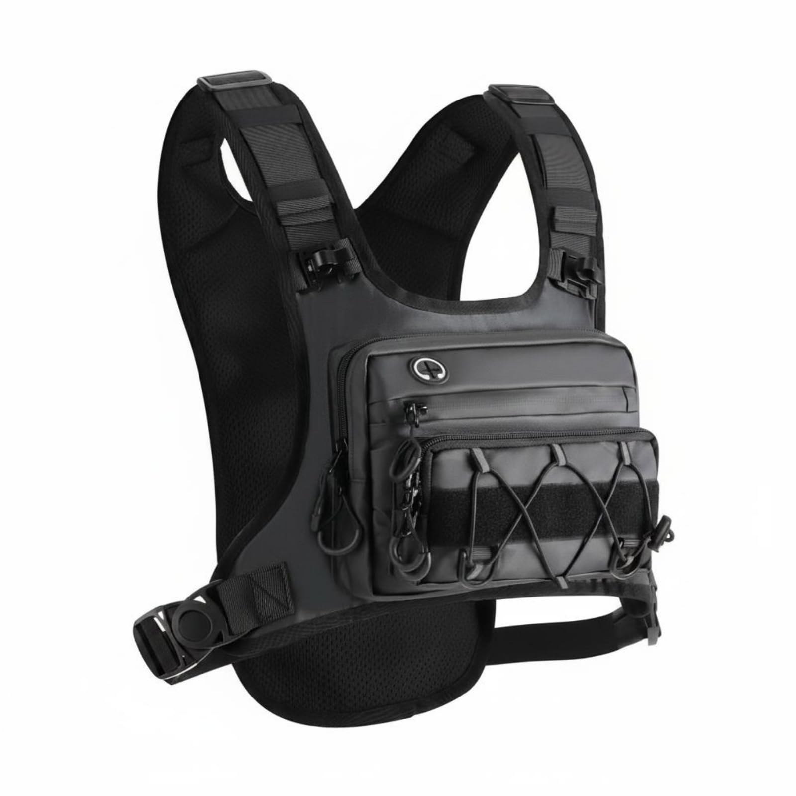 Breathable Mesh Hydration Vest Backpack Wide Shoulder Straps Running Vest Backpack Streamlined Running Hydration Pack Reinforced Trim, Black-image-34