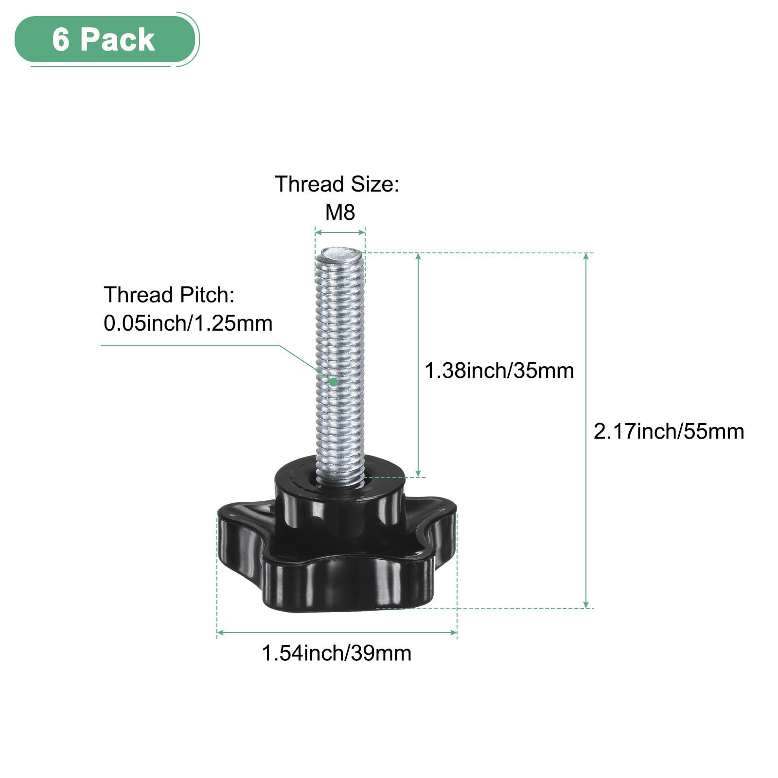 M METERXITY 6-Pack Star Clamping Knobs - Image 3