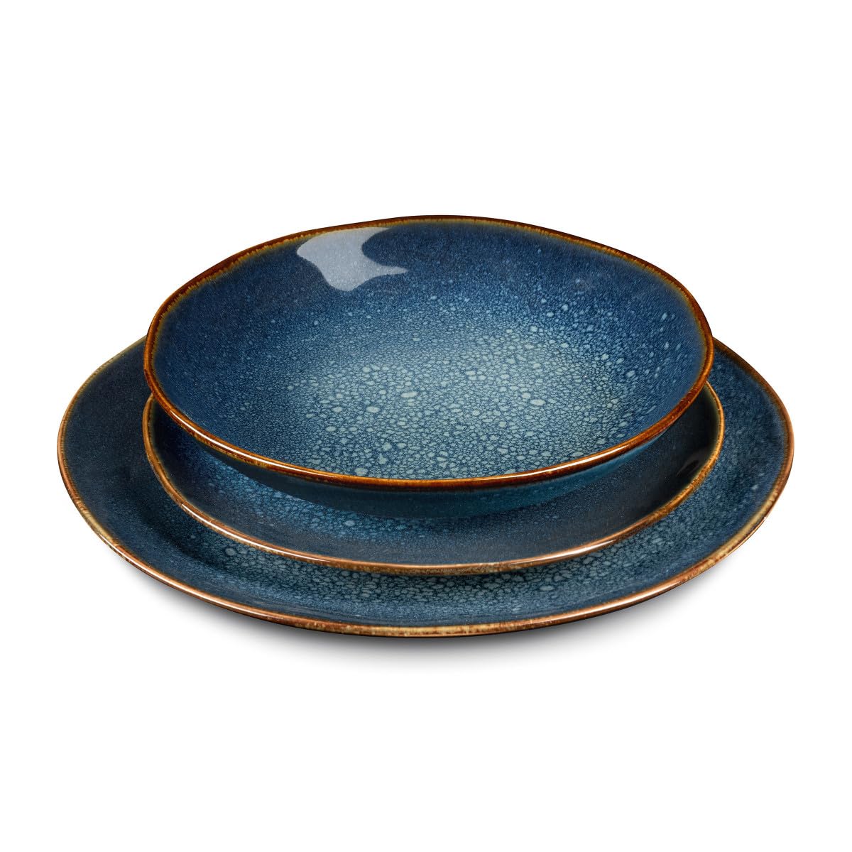 Médard de Noblat - Assiette plate - D27 cm - Vertigo Denim - Grès - Lot de 6 - Bleu