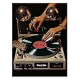 YYS Vintage Vinyl Record Canvas Wall Art - Funky Disco Ball Turntable Aesthetic Poster 70s Music Prints 12x16in Unframed - Record Player Cheetah Pictures Artwork for Living Room Bedroom Dorm Decor
