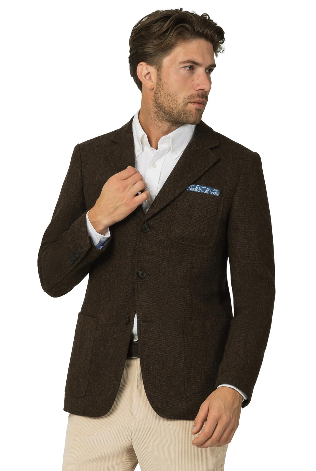 Dobell Mens Brown Barleycorn Tweed Jacket Regular Fit Wool Blend-44R
