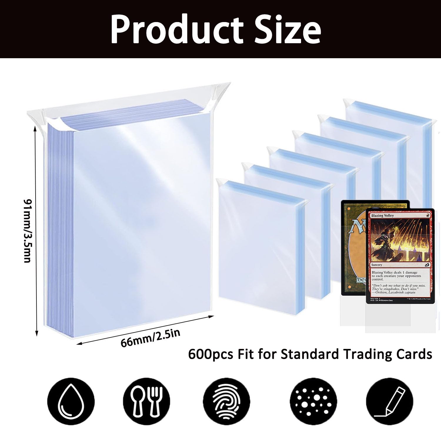 600-Pack Clear Card Sleeve Standard Size, Trading Card Holder, Pocket, Football, Sports Card - Image 2