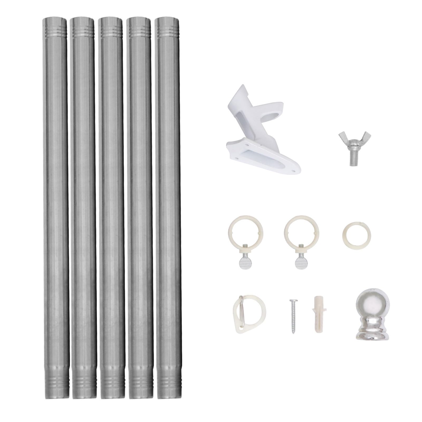SEWACC Kit de Mât de Drapeau Extérieur 6ft en Acier Inoxydable avec Support en Aluminium Rotatif, Embout Doré Rond, Base Couleur Aléatoire, pour Jardin et Terrasse Couleur Aléatoire