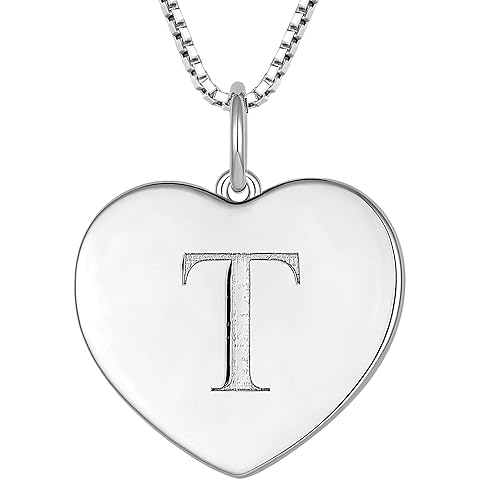 YL Initial Necklace 925 Sterling Silver Square/Round/Heart Letter Pendant A-Z Alphabet Polished Jewelry for Women