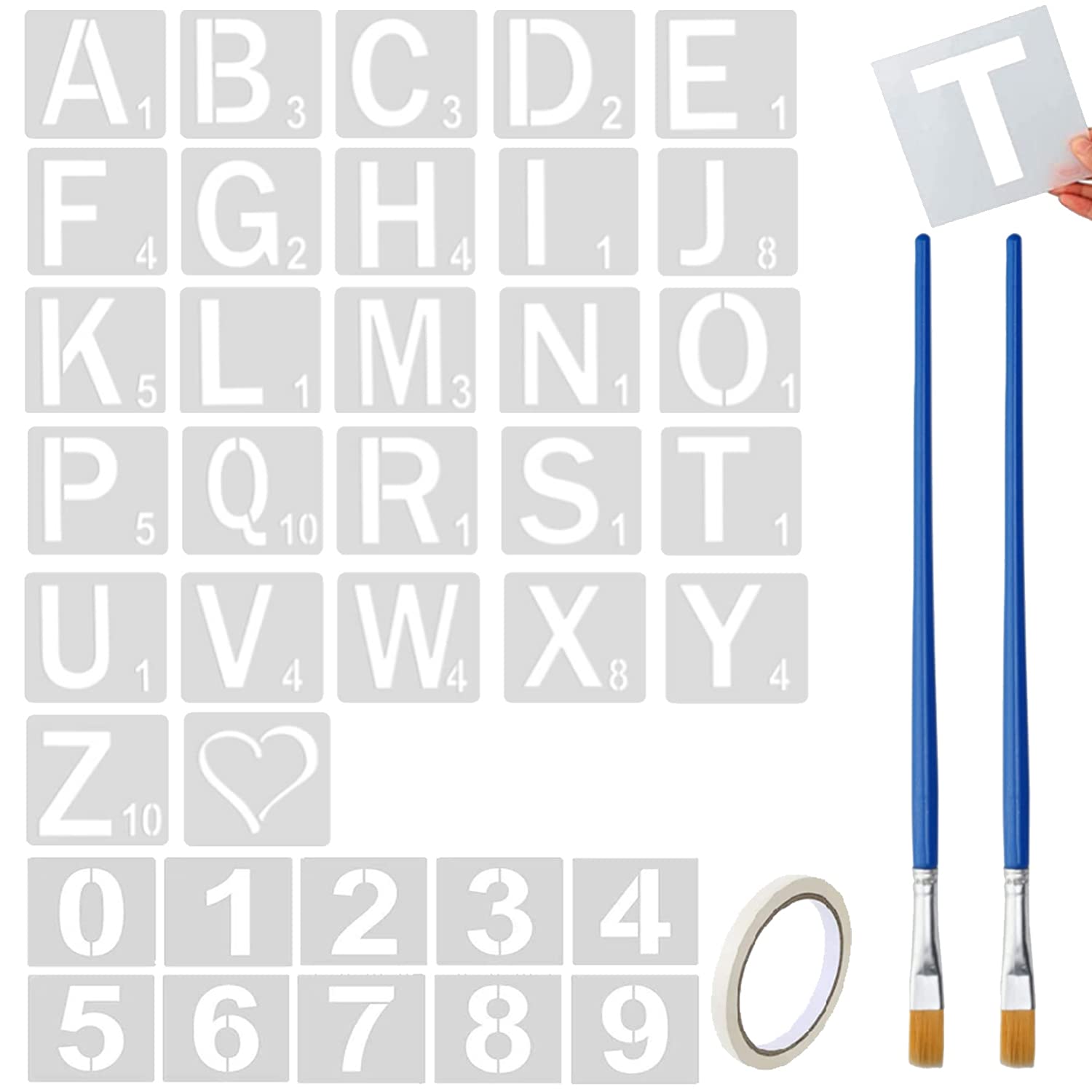 Buy Large Letter Stencils for Painting On Wood, 37 Pcs Letters Number