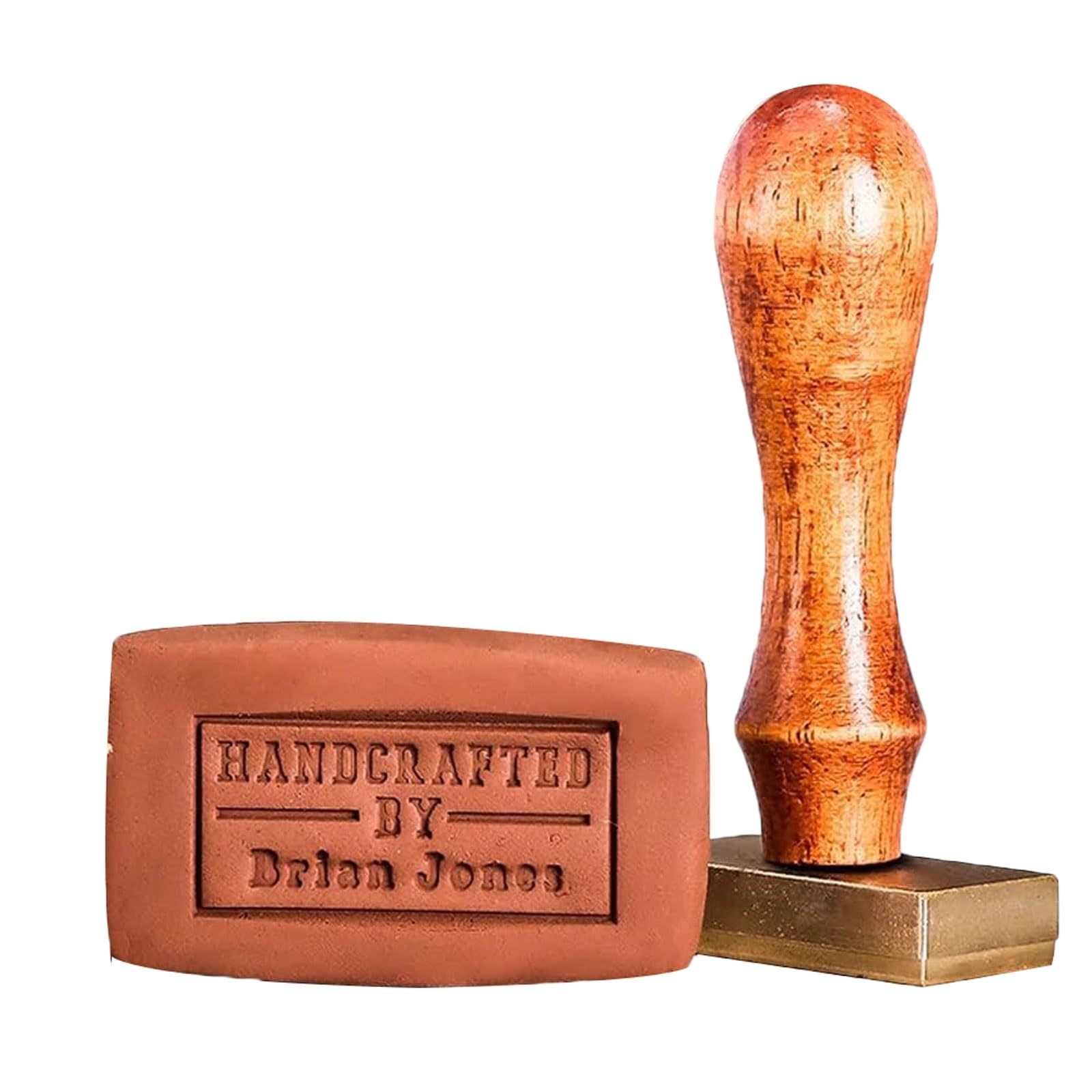 Sello de cerámica con inicial personalizado, sello de arcilla de latón personalizado con mango de madera y logotipo de monograma for cerámica, cera y jabón. Sello hecho a mano(2.5Inches)