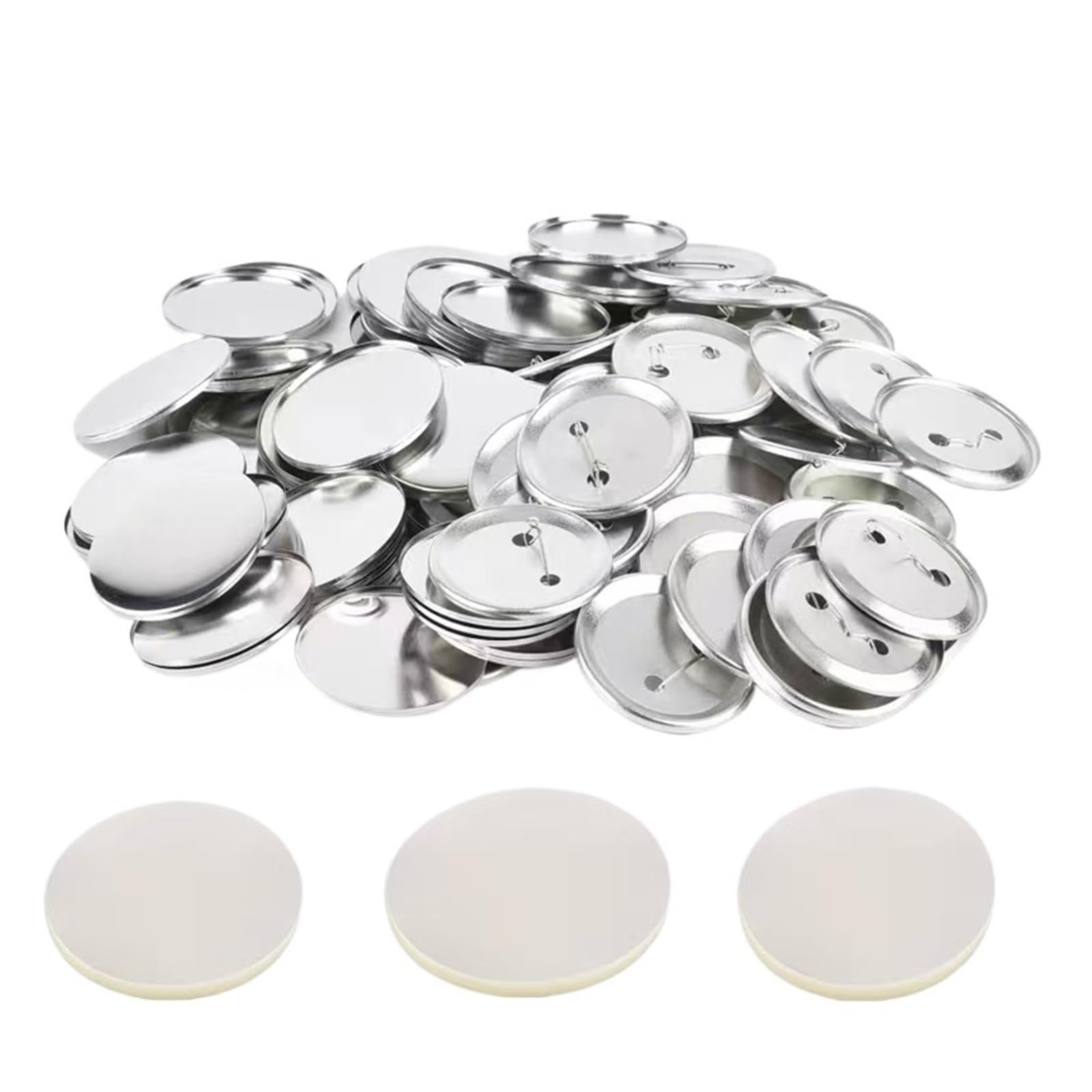 NGTFDCP Badge Machine, Button Maker 500pcs Metal Pins Blank Badge Parts 25mm 32mm 37mm 44mm 50mm 56mm 58mm 75mm DIY Crafts(25MM,Matte)
