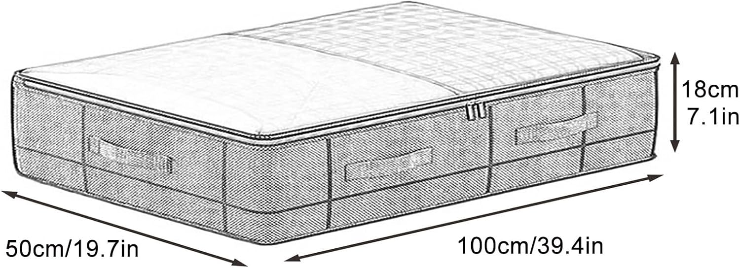 Under Bed Storage Containers with Window, Underbed Closet Storage Organizer Bags, Foldable Under Bed Storage Bins for Blankets, Towels, Comforter, Sweaters, Pillows(Black,90L)