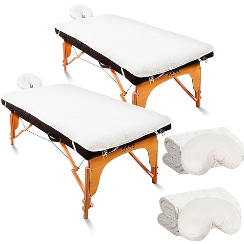 Oudain Juego de 2 juegos de almohadillas acolchadas de forro polar para masaje, natural, suave, de 76 x 34 pulgadas, incluye almohadilla y funda