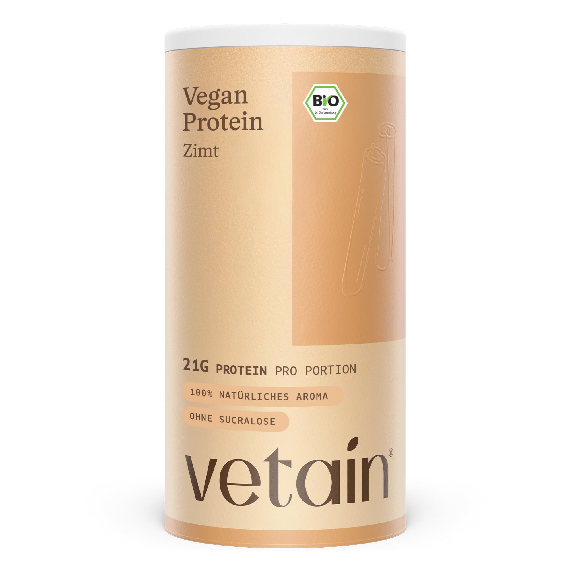 VETAIN Veganes Proteinpulver - 23g Eiweiß - 600g - Ohne Süßungsmittel - Bio Protein Pulver - 5 Proteinquellen fermentiert Erbsen & Reis - Vollständiges EAA & BCAA - Laborgeprüft