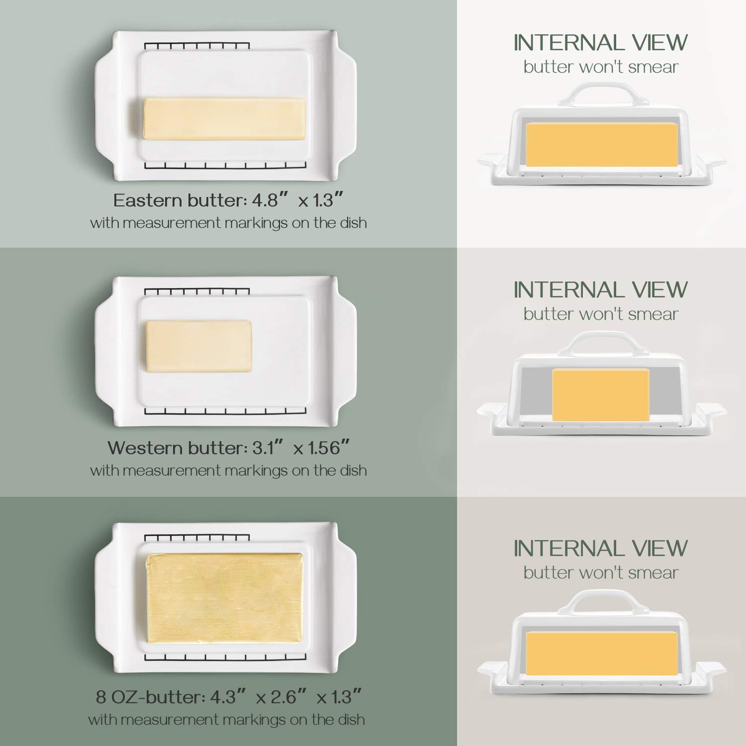 DOWAN Butter Dish Porcelain Butter Dish with Knife, Cutting