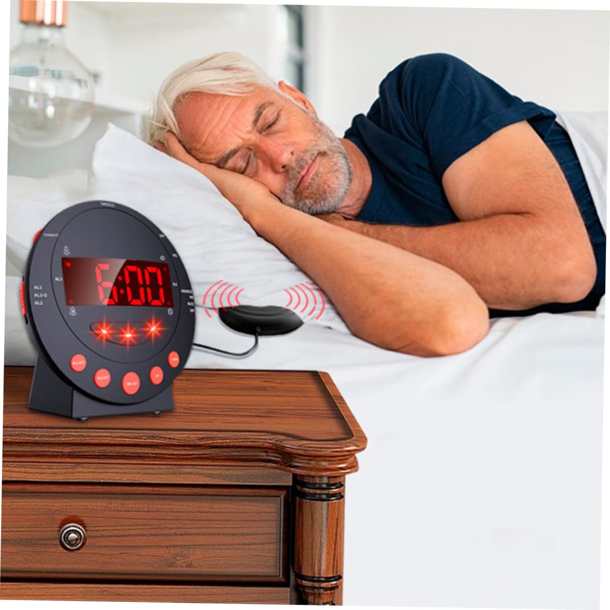 DOITOOL Starker Vibrationswecker Digital mit Bettvibrator rutschfest Großer Display Lautstärke Einstellbar für Gehörlose Senioren Tiefschläfer