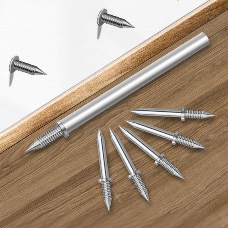 100 Pcs Double Head Skirting Thread Seamless Nail - Double Headed Nails - Rust Proof No Trace Invisible Security Skirting Thread Screws Set (100 Pcs + Extender)