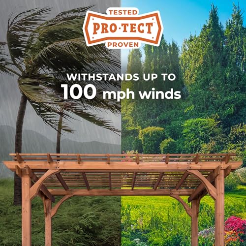Backyard Discovery Beaumont 20' x 12' Traditional Cedar Wood Pergola Kit with Trellis Roof, All-Season Durability, High-Wind Rating, PowerPort, Shade for Outdoor Patio, Deck, Garden, and Entertaining - Image 4
