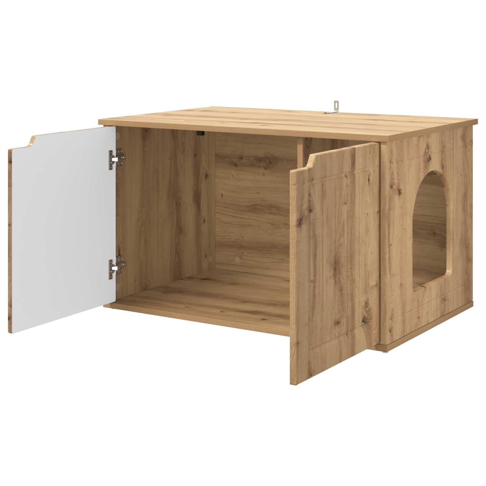 Casetta per gatti in legno di rovere, 85 x 55 x 50,5 cm, per interni con kit di montaggio, struttura stabile, moderno rifugio per gatti