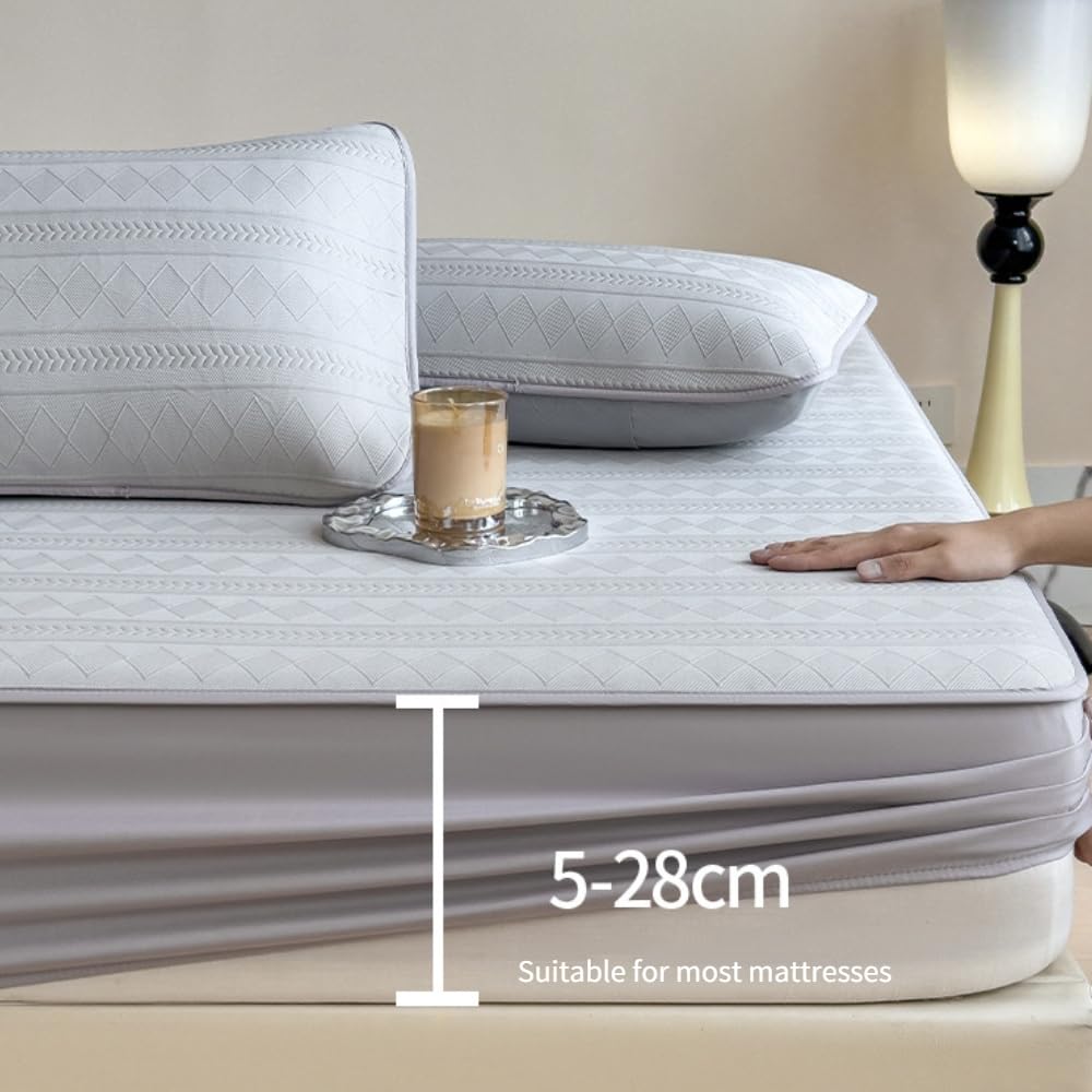 Protège-Matelas Drap-Housse Élastique De Qualité Hôtelière Housse De Matelas Respirante Et Douce pour Peau avec Poches Profondes pour Lits, Lavable en Machine-Yellow||150 * 200cm(Mattress Cover Only)