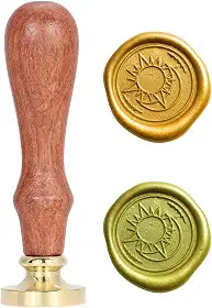 Sinete para lacre de cera, sinete clichê para selo de cera para convites, embalagens e presentes (Sol e lua)