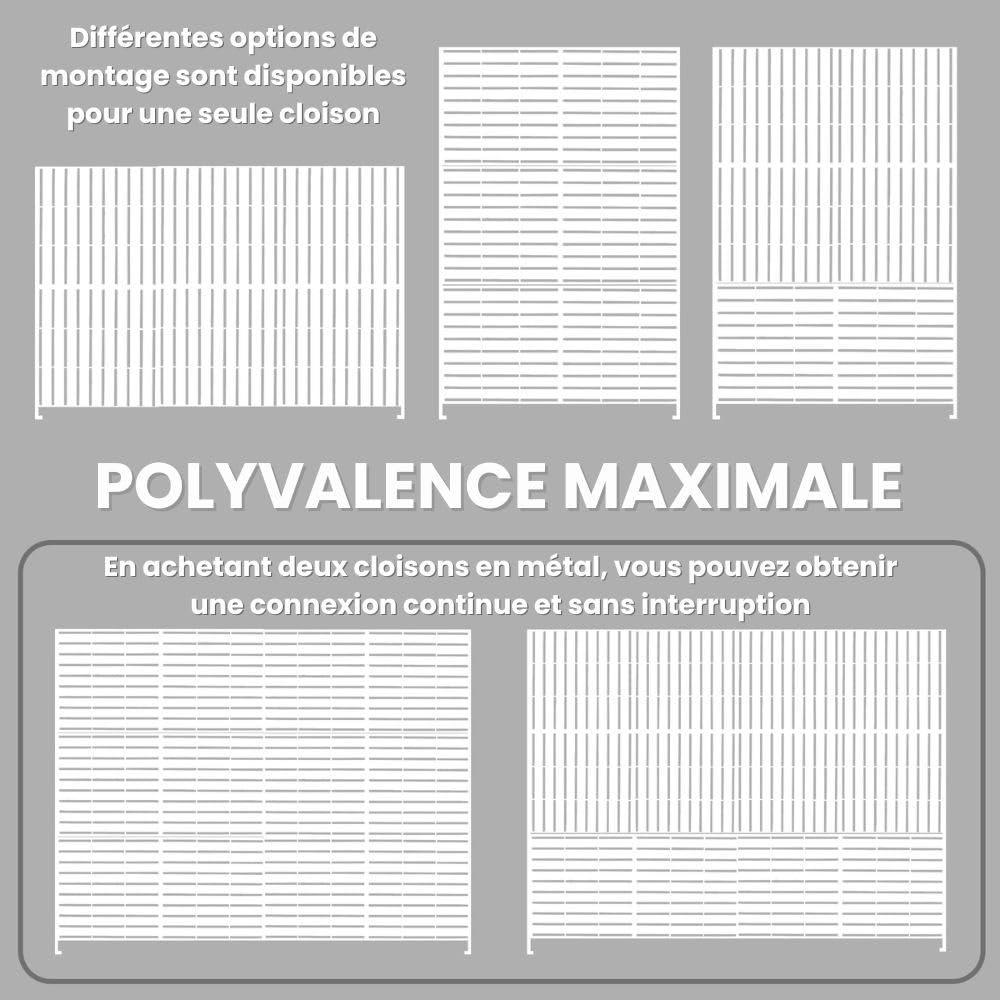 SIEDITI FUORI E DENTRO Panneau Brise-Vue Paravent métal modulaire Claustra Acier résistant intempéries Lignes Blanc