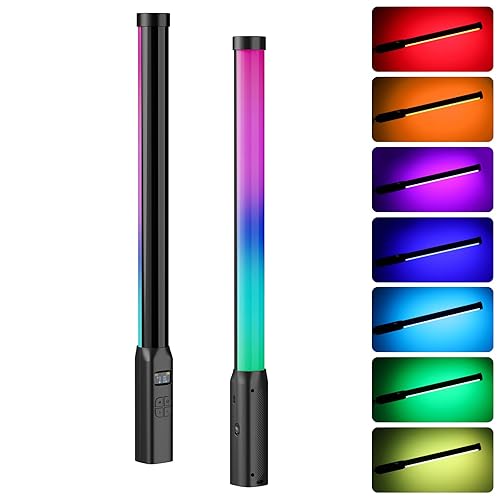 ULANZI VL119 Handheld Light Wand, 360° RGB LED Video Light for Photography, 2600mAh Rechargeable Tube Light for Video Shooting, 2500-9000K Dimmable Camera Light with LCD