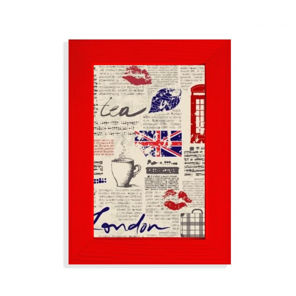 Cadre photo rouge Union Jack et Newspaper Lips pour décoration murale