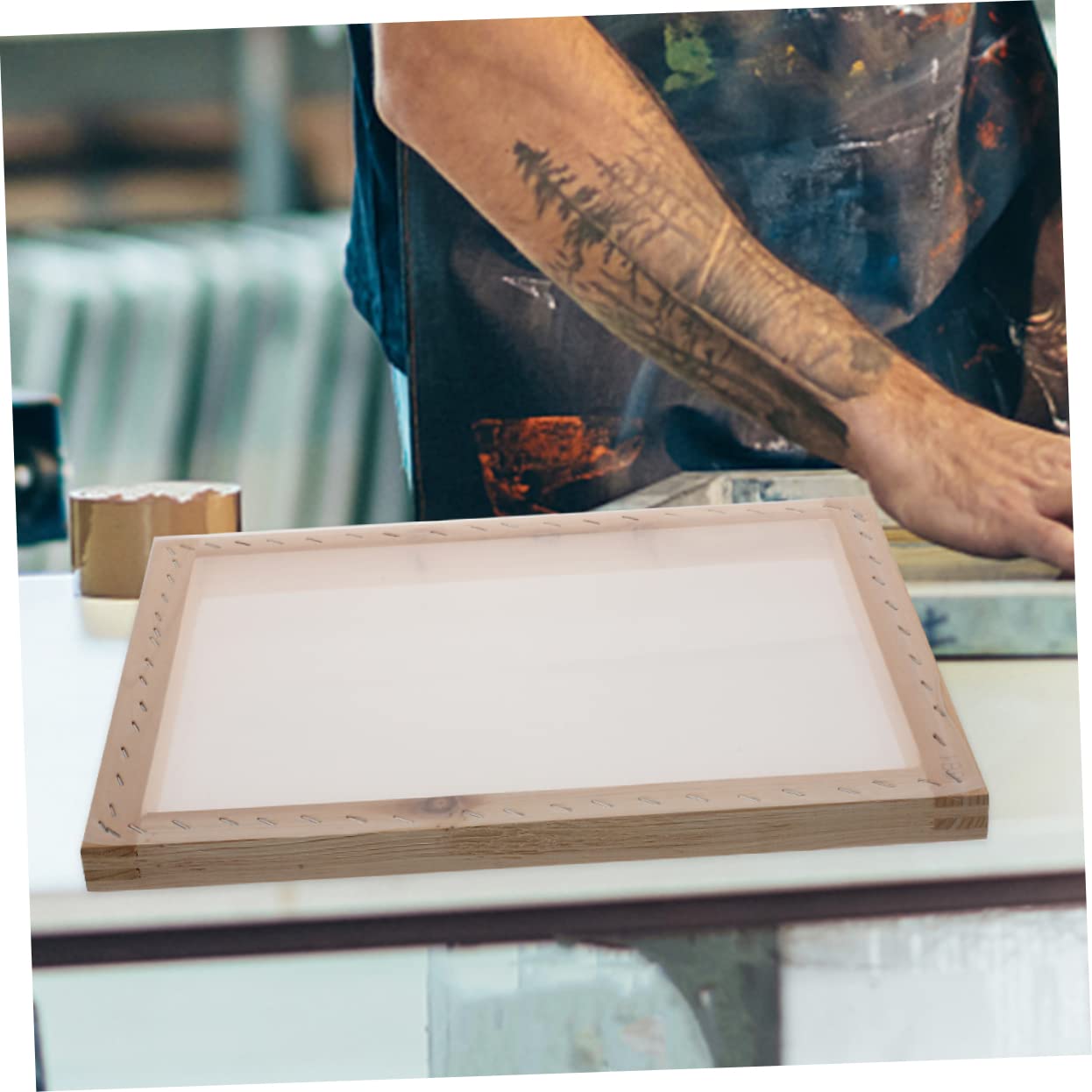 Operitacx Set 1 Accessori Stampa Serigrafica Spatola in Legno e Gomma, Resistente a Graffi, Angoli Arrotondati, per Stampa Manuale e Grafica di Qualità