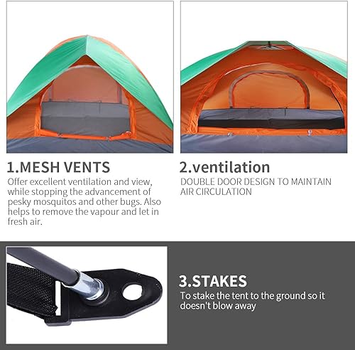 Miniatura 9 de Tienda de campaña de doble capa para 2 personas, impermeable, fácil de instalar, tela duradera, cobertura completa, a prueba de lluvia y rayos UV,