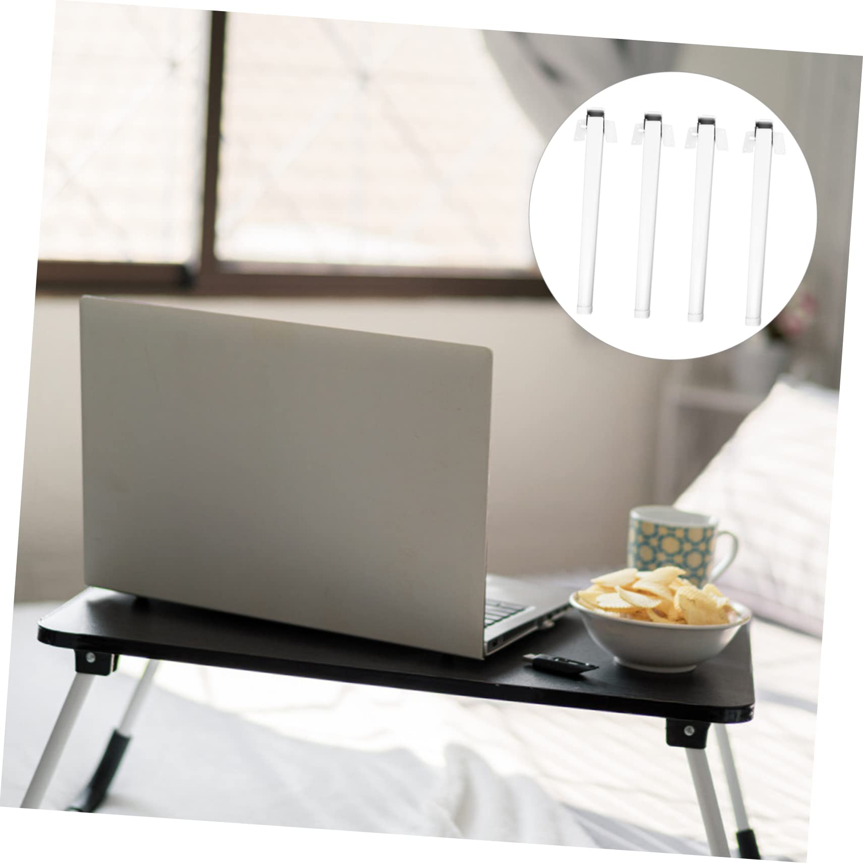 Angoily 4 Stück Metall Klapptischbeine 28cm Hoch, Weiß, Eisen